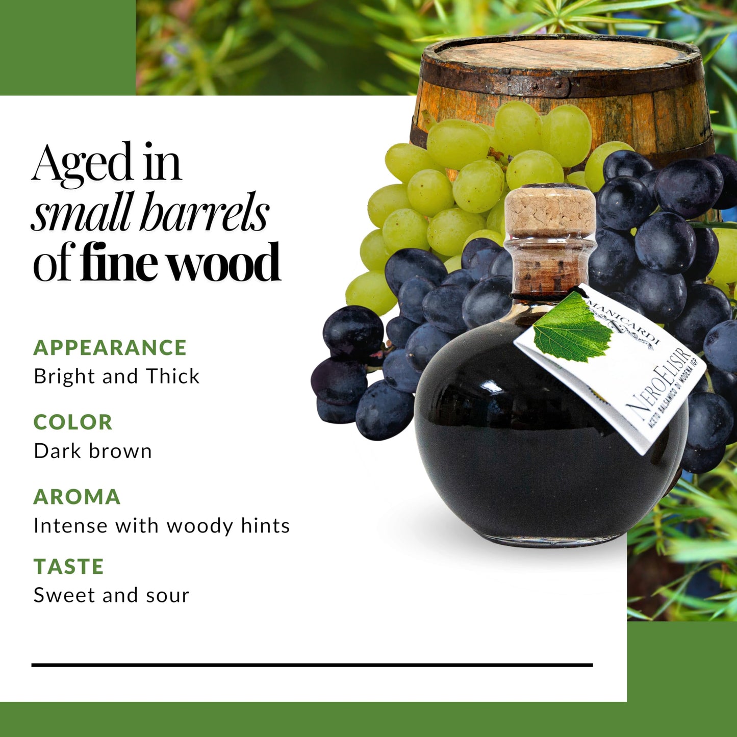Manicardi Dense Traditional Balsamic Vinegar Of Modena Pgi - Extra Thick Italian Black Elisir Perfect For Snacks, Pasta, Vegetab