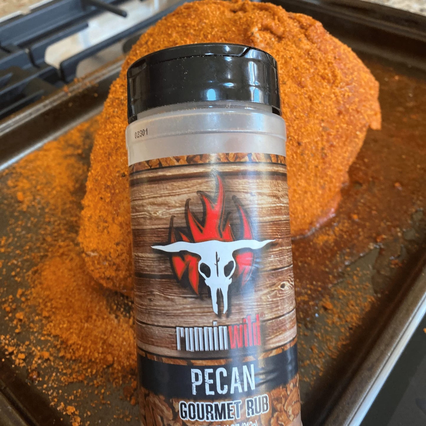 Runnin Wild Gourmet Pecan BBQ Seasoning Rub, No Artificial Flavors, 11 Ounce