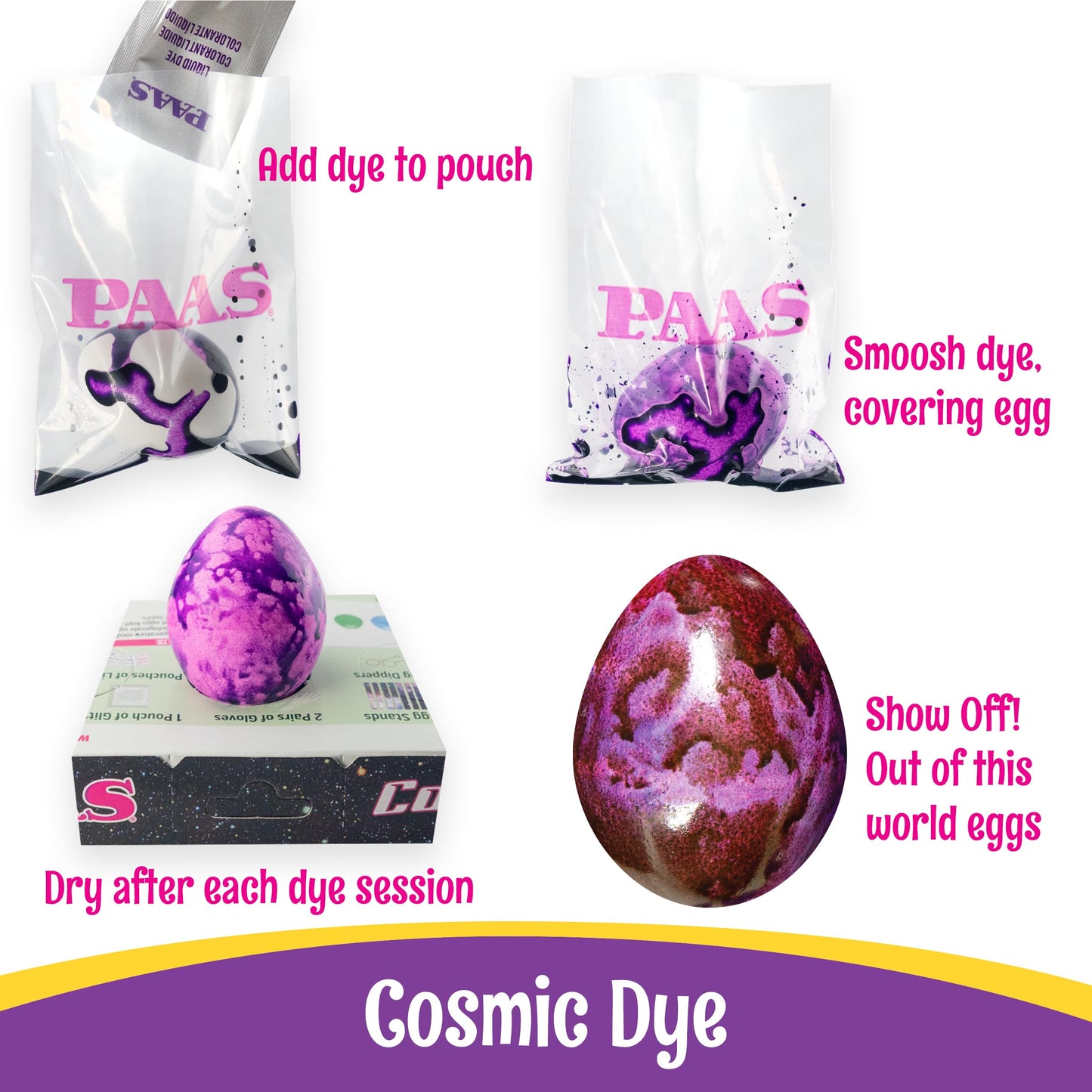 PAAS Easter Egg Decorating Bundle - Deluxe & Cosmic Kits, Food Safe Dye, 3 Piece Set