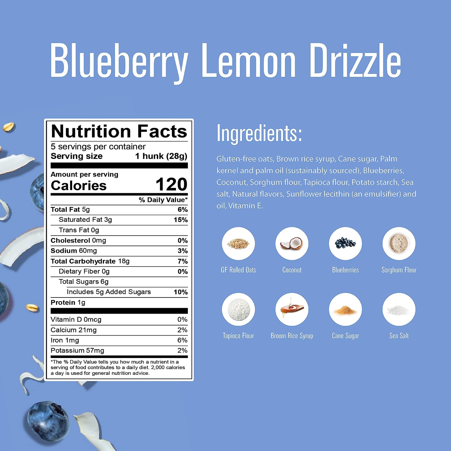Heavenly Hunks Blueberry Lemon Drizzle Cookies - 5oz Bag (6 Pack) - Delicious, Healthy Snack, Perfect for On-the-Go Enjoyment