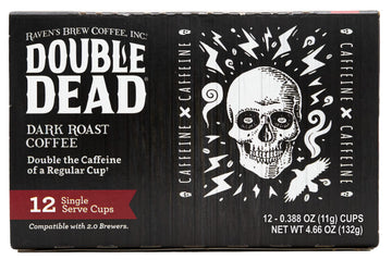 Ravens Brew Coffee High Caffeine Dark Roast K-Cup Pods, 12 Count, Compatible with Keurig