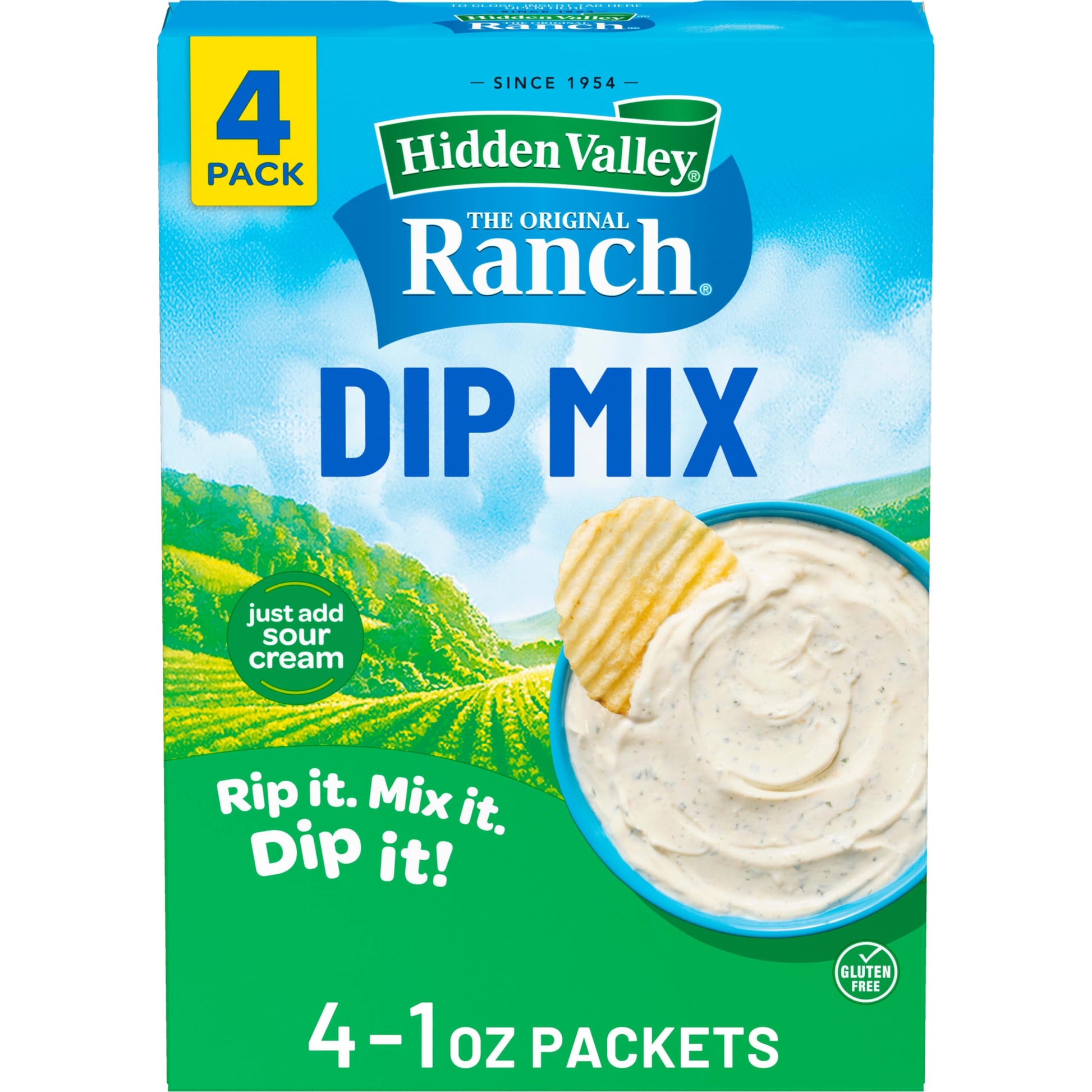 Hidden Valley Ranch Dip Mix, Original Flavor, 1 Ounce Each, 4 Count