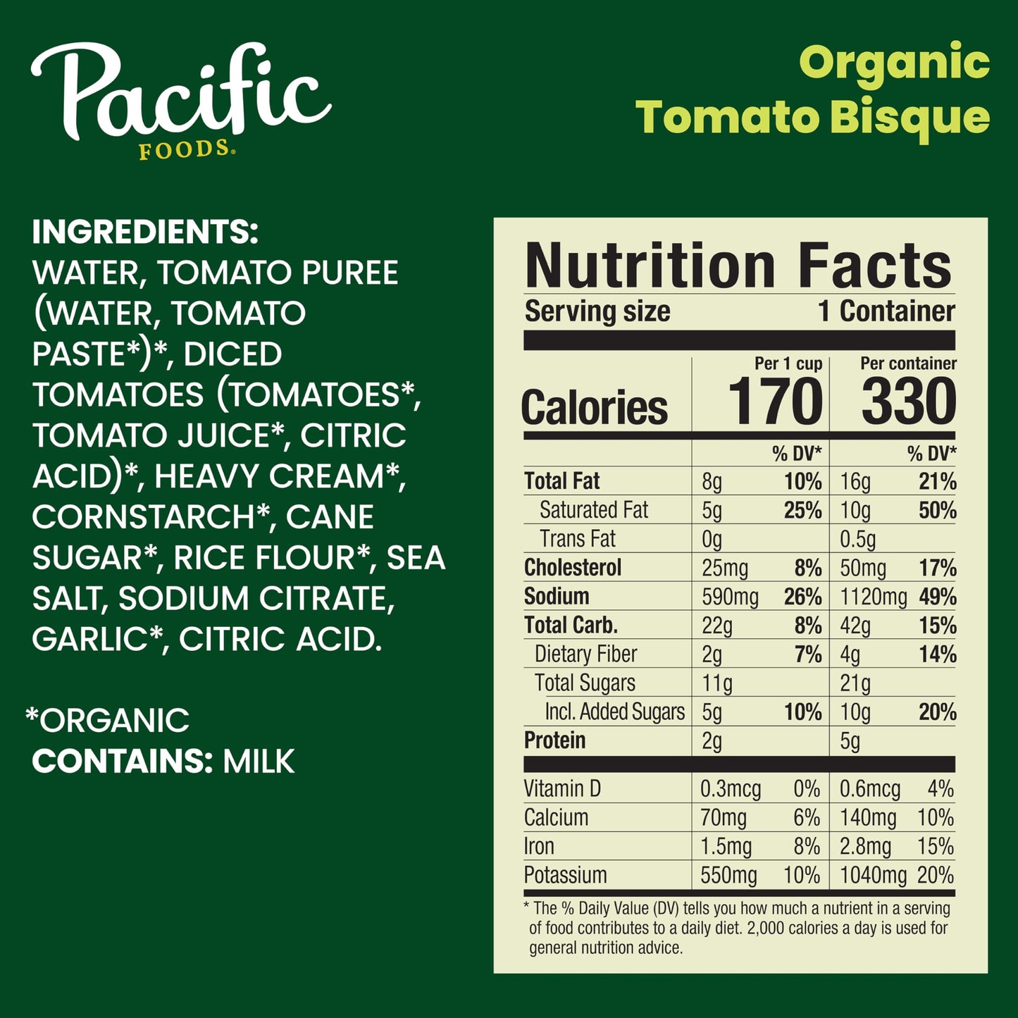 Pacific Foods Organic Tomato Bisque, Vegetarian Soup 16.3 Oz Can