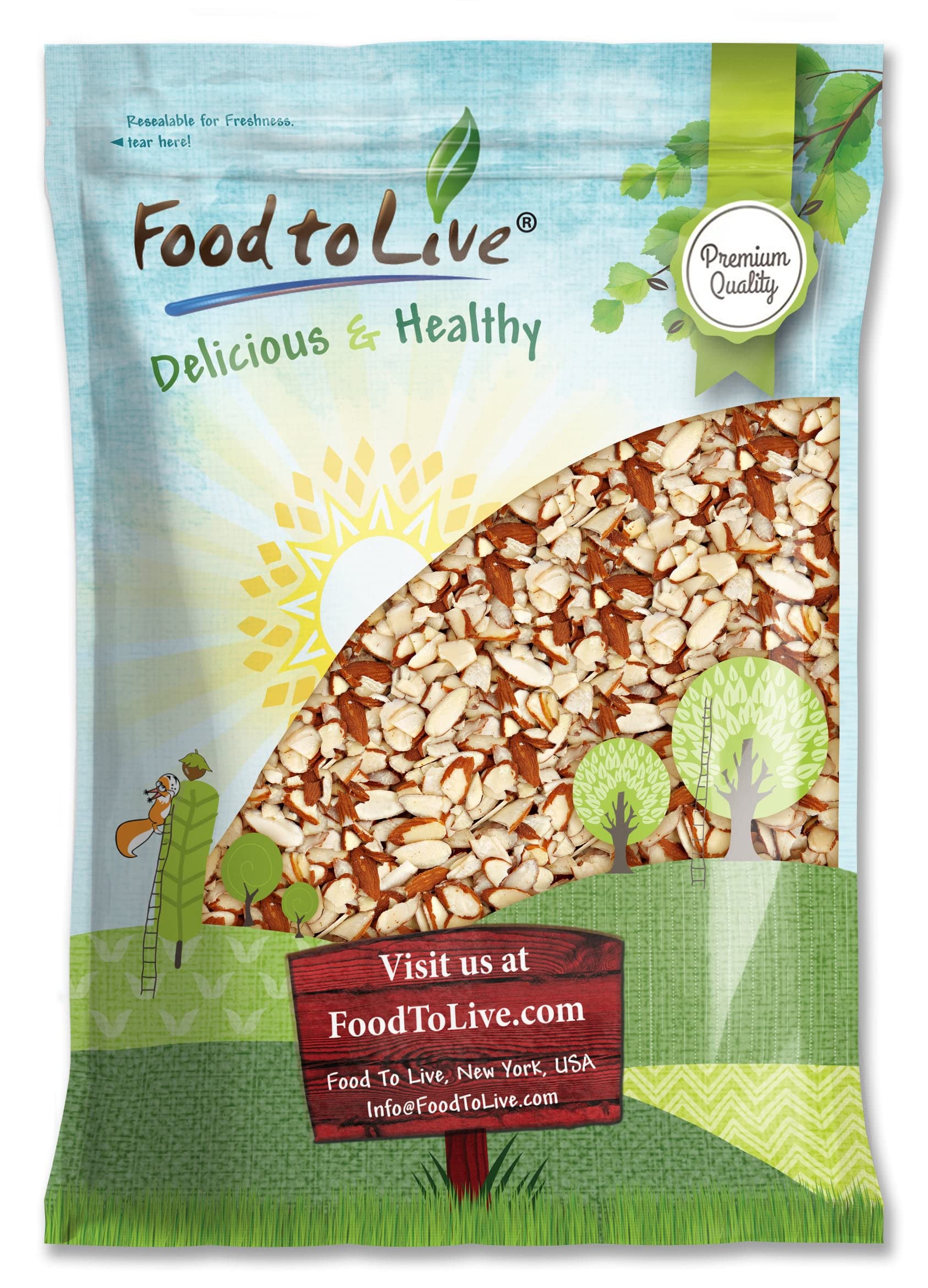 Food to Live California Natural Sliced Almonds, 6 Pounds - Raw Unblanched Almond Nuts, Kosher, Vegan, Keto, Bulk. High in Protei