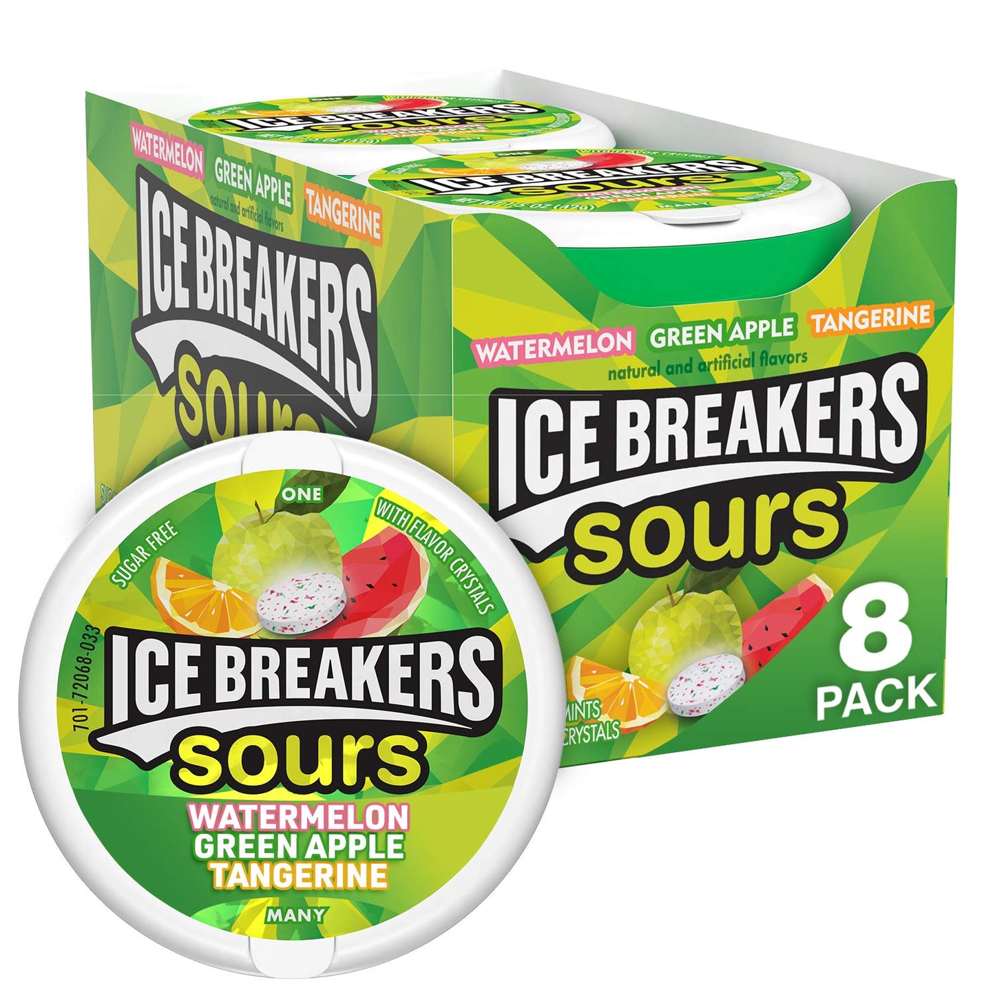 ICE BREAKERS Duo Fruit Plus Cool Strawberry Sugar Free Breath Mints Tins (8 Count) and ICE BREAKERS Sours Assorted Fruit Flavore