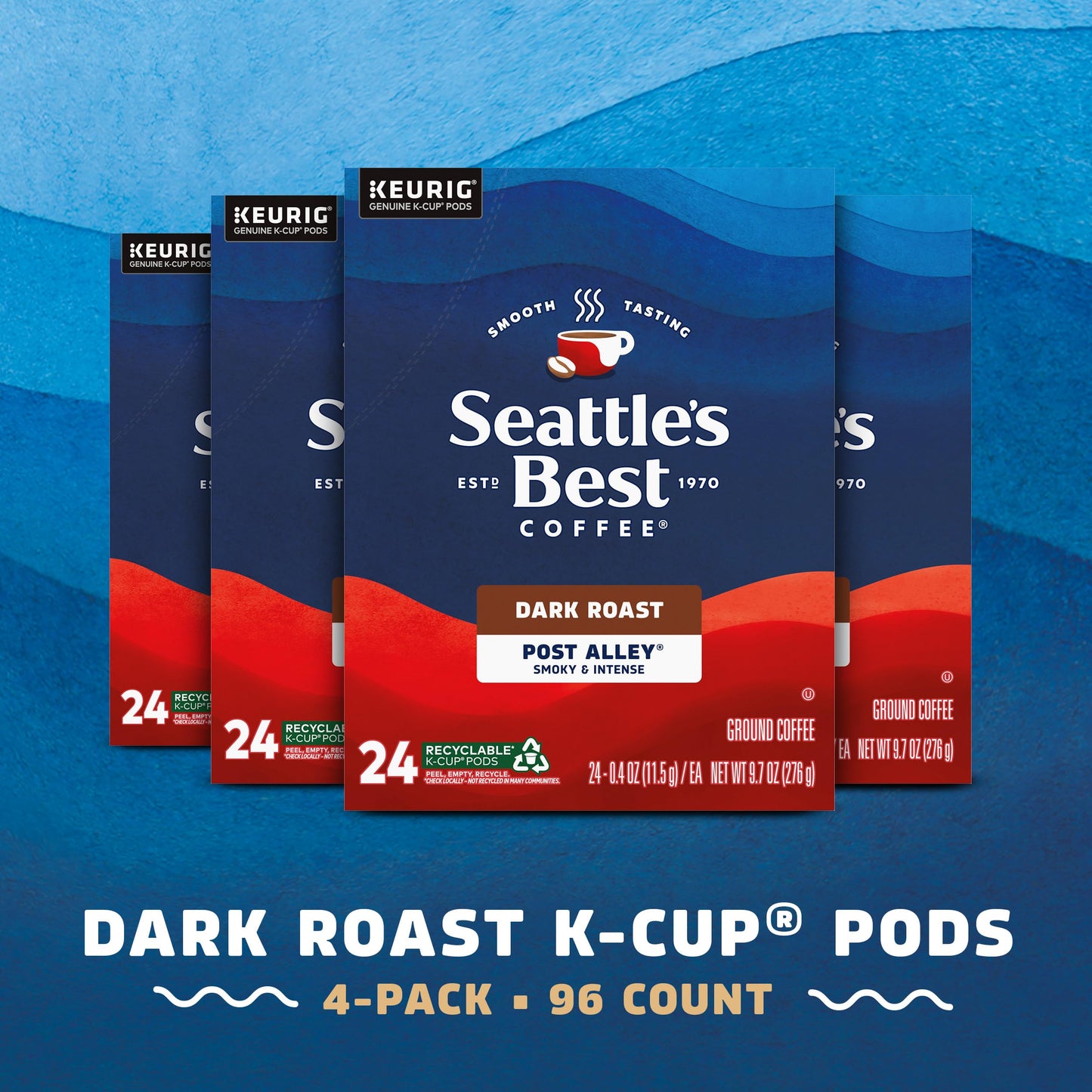 Seattles Best Coffee  Dark Roast K-Cup Coffee Pods  Post Alley  100% Arabica  4 Boxes (96 Pods Total)