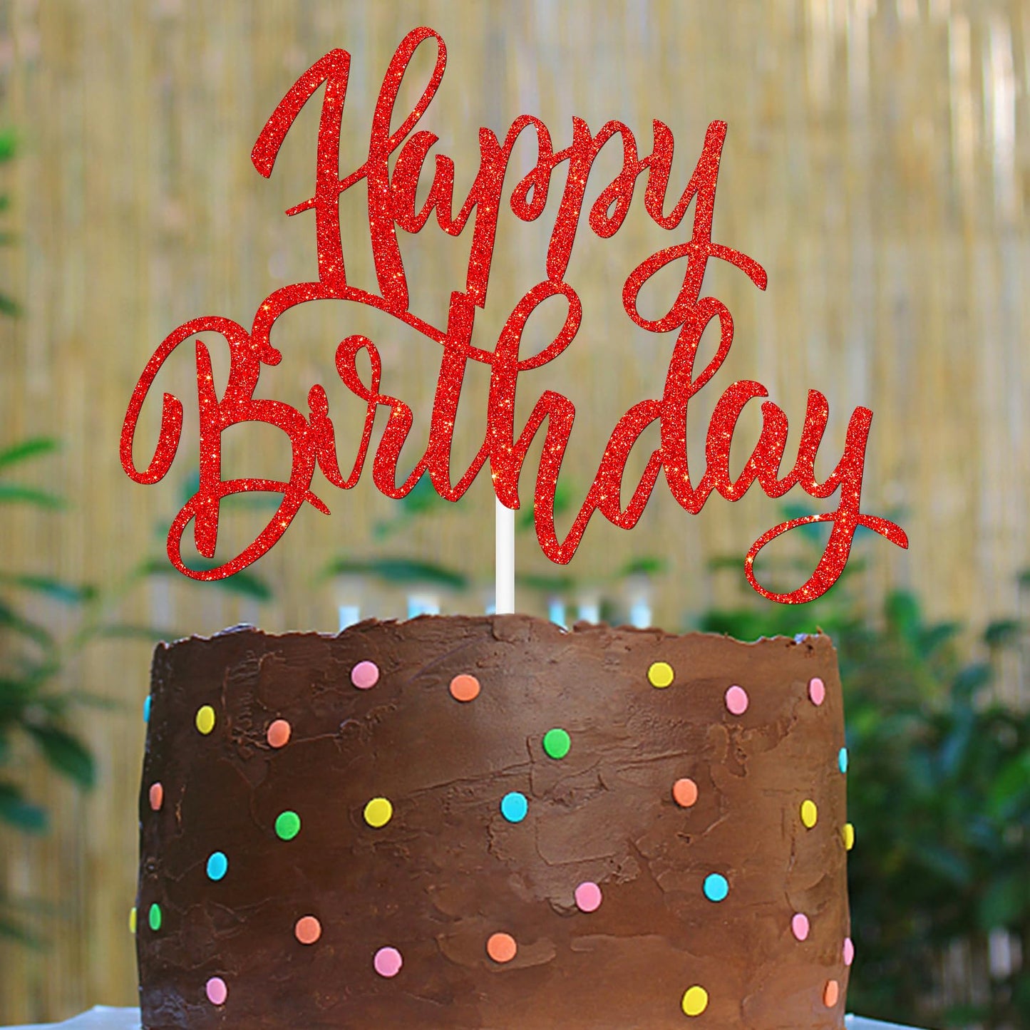 Notbadsys Birthday Cake Decorations, Gold Glitter Letters, Red, Model S1-1-(????)