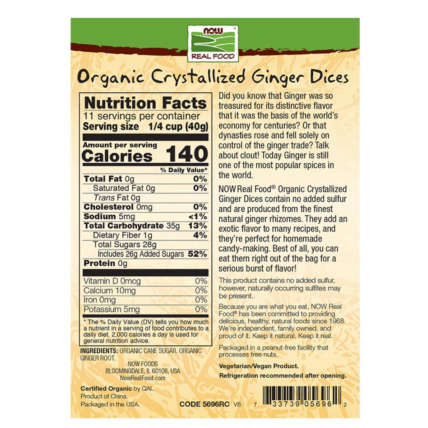 Now Foods, Organic Crystallized Ginger Dices, Low-Sodium, Preservative-Free And Non-Gmo, 16-Ounce (Packaging May Vary) (Pack Of