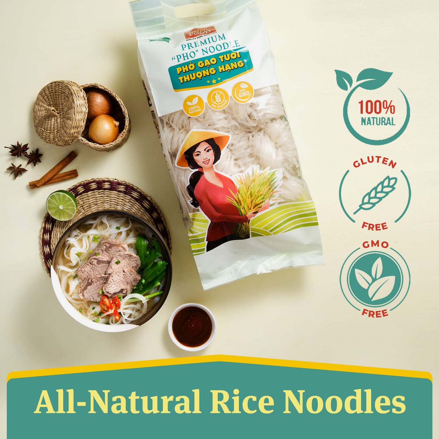 Premium Pho Style Rice Stick Noodles - Individually Portioned- Restaurant Quality, Soft And Chewy Texture, Gluten-Free, And Non-
