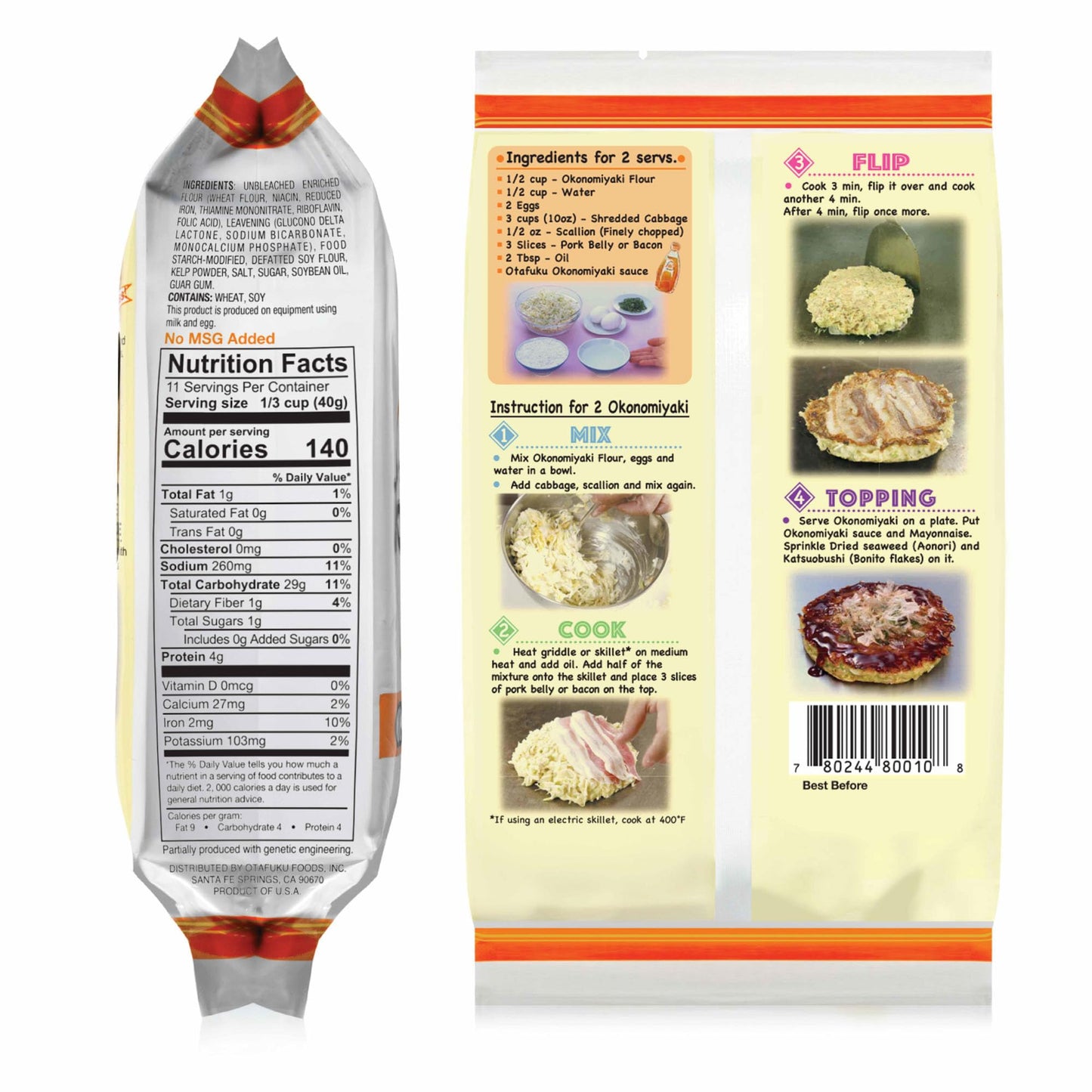 Otafuku Okonomiyaki Flour for Japanese Okonomiyaki Pancakes, 12 Servings, 15.9 Oz (10 Pack)