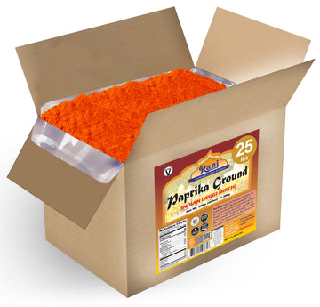 Rani Paprika (Deggi Mirch, Low Heat) Spice Powder, Ground 400oz (25lbs) 11.36kg Bulk Box ~ All Natural, Salt-Free | Vegan | No C