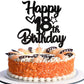 YCTHUNFISH 18th Birthday Cake Topper Glitter Heart Star Black Bamboo Decoration