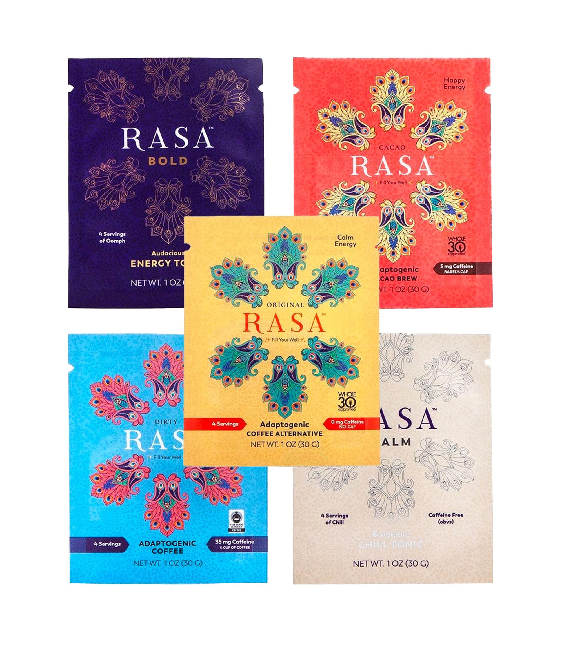 Rasa Taster Pack | Herbal Coffee Alternative With Ashwagandha, Chaga + Reishi For All-Day Energy + Focus - Organic, Adaptogens, 