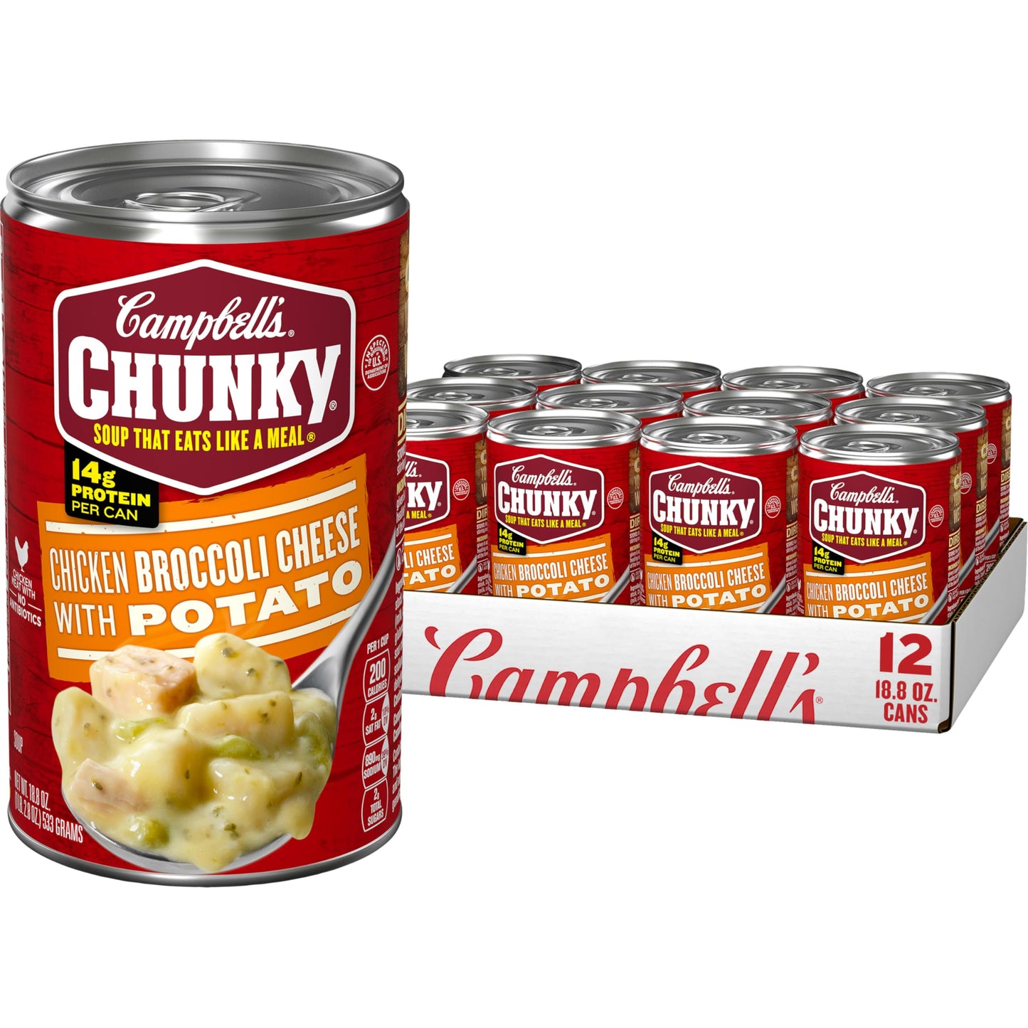 Campbell s Chunky Soup, Chicken Broccoli Cheese Soup, 18.8 Oz Can (Case of 12)
