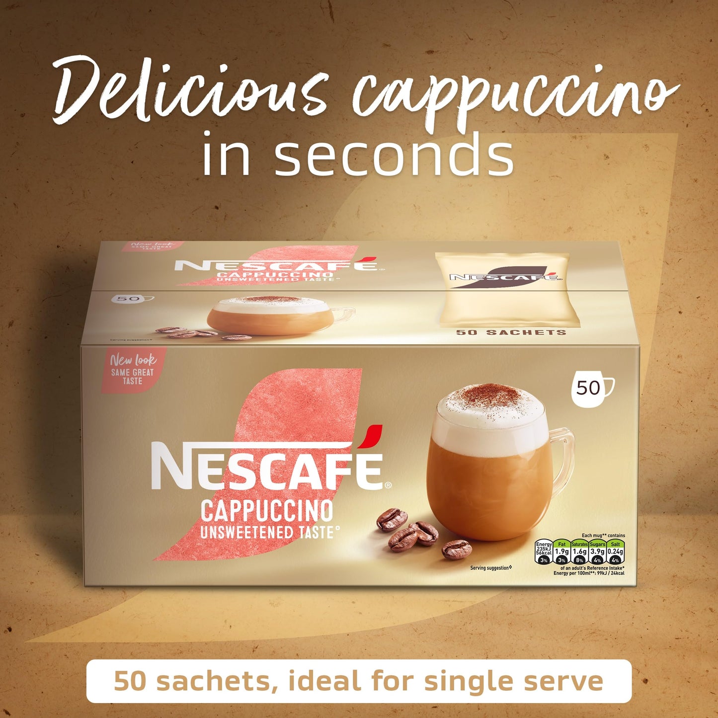 Nescafe Unsweet Cappuccino Sach Pk50 16G