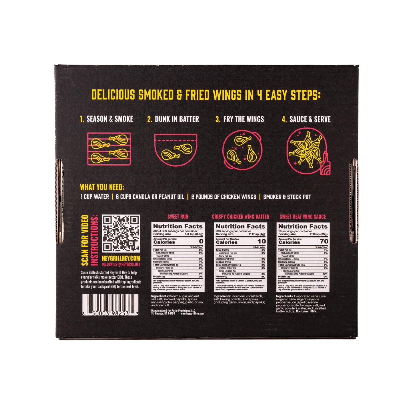 Hey Grill Hey Chicken Wing Seasoning & Sauce Kit - All-in-One BBQ Rub, Sweet Heat Sauce, 54 Ounce