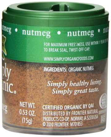 Simply Organic Mini, Og, Nutmeg Ground, 0.53-Ounce (Pack of 6)