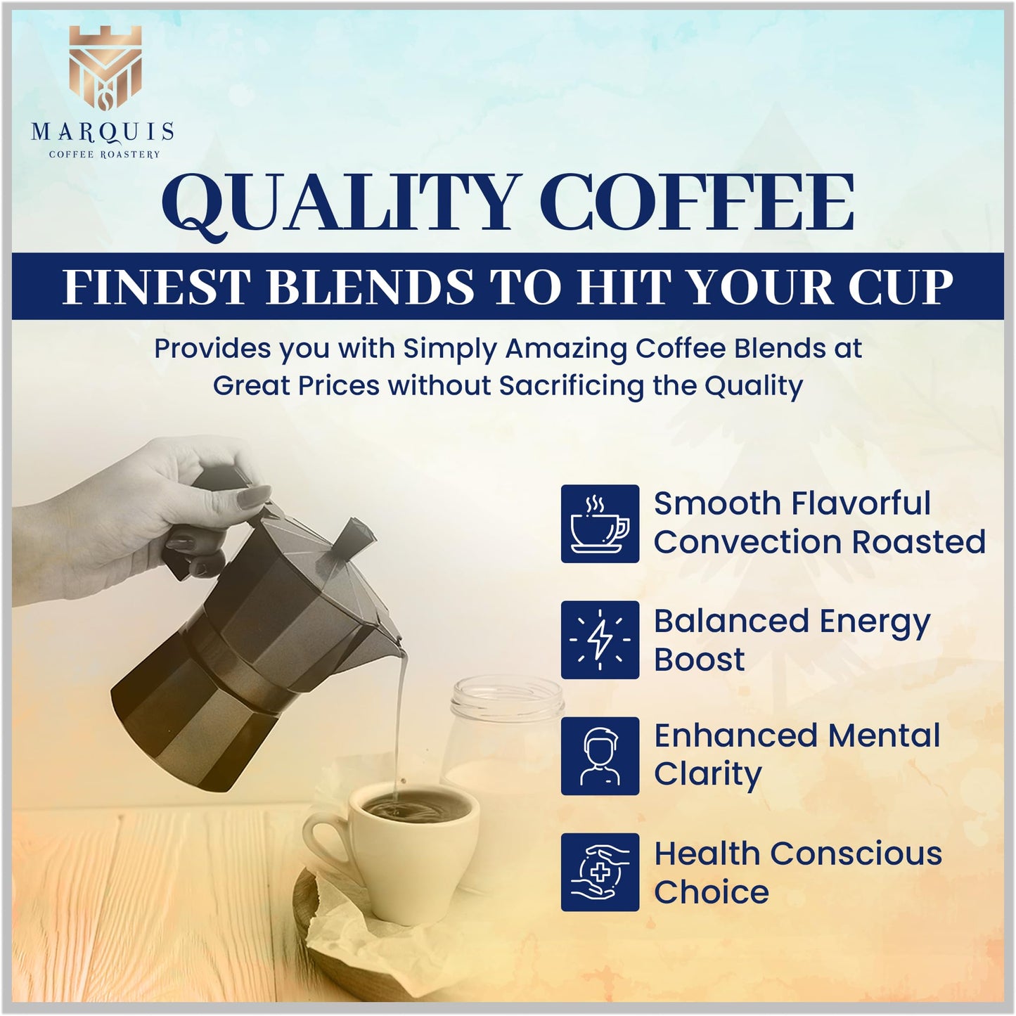 Marquis - Ethiopian Yirgacheffe Coffee Beans, Rich And Bold, Fresh Medium Roast Coffee With A Fruity Flavor, Premium Ethiopian W