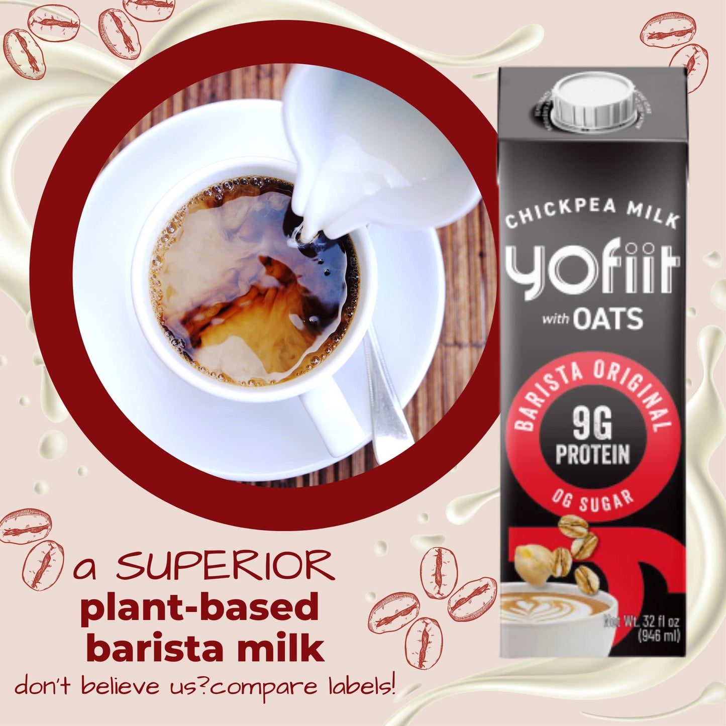 Great Tasting, Frothy, Zero Sugar, Yofiit Barista Blend With Oats Non Dairy Milk Is The High Protein Coffee Vegan Creamer You Wa