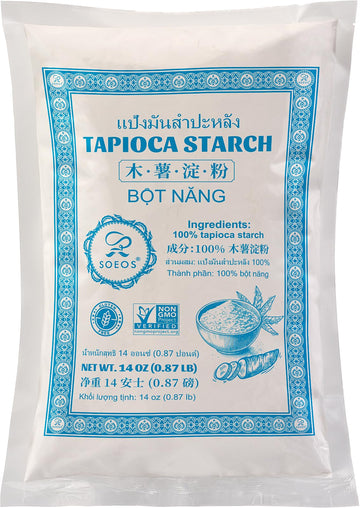 Soeos Tapioca Flour Starch, 14 Ounce, All Natural Tapioca Starch for Baking, Cooking & Boba Pearls, Thickens and Enhances Textur