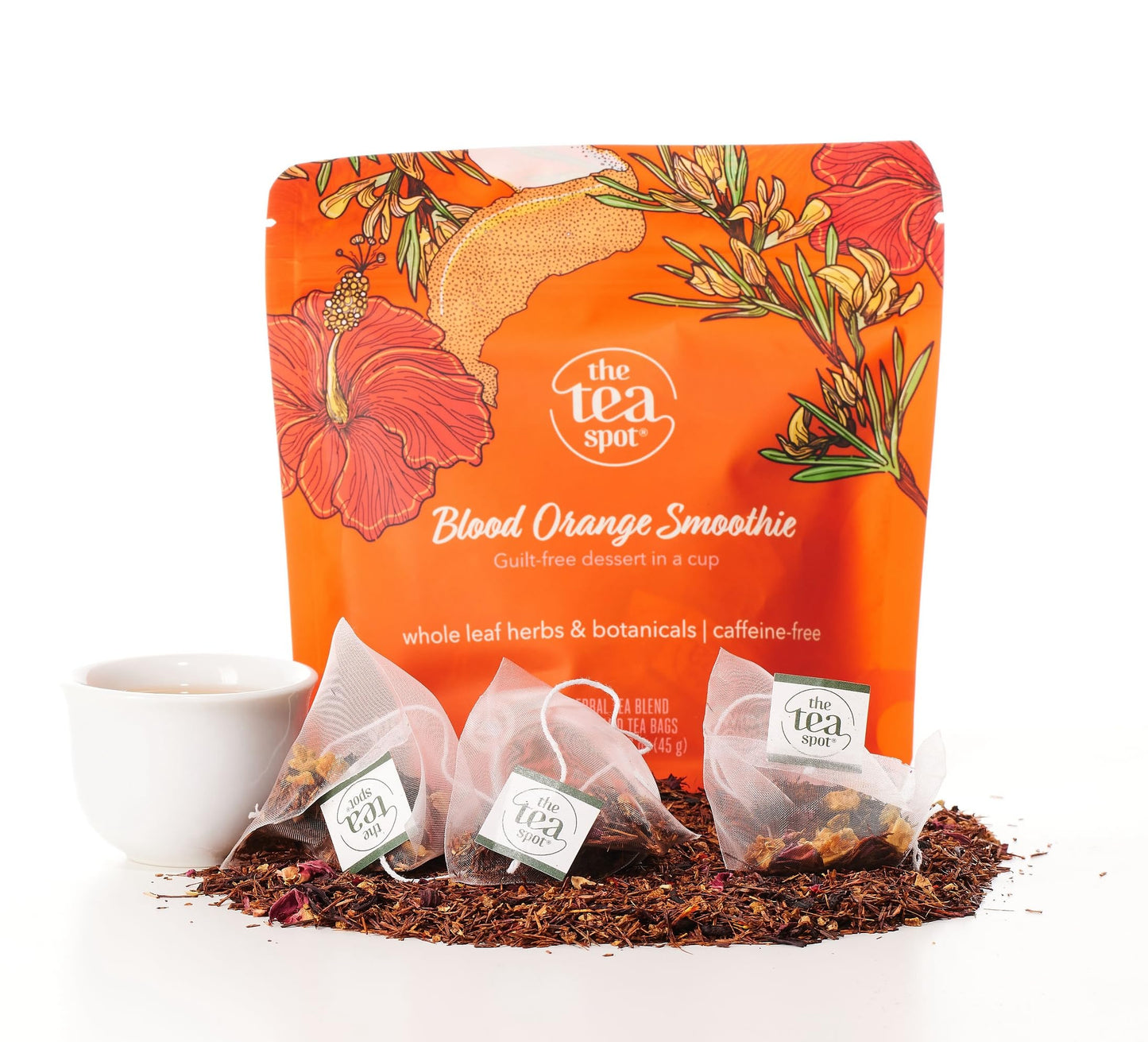 The Tea Spot Blood Orange Smoothie Herbal Tea - Caffeine-Free, Rooibos Blend with Orange Peel & Hibiscus, 15 Tea Bags