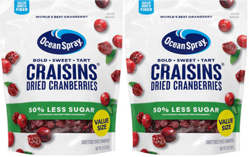 Ocean Spray Craisins Dried Cranberries, Reduced Sugar, 20 Ounce (Pack of 2)