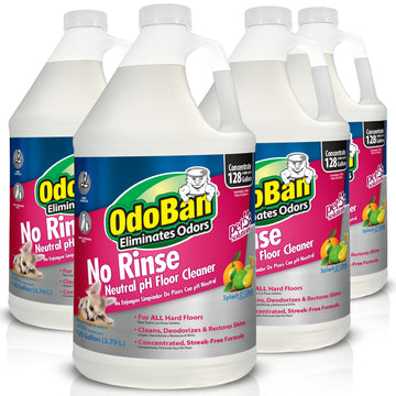 Odoban Pet Solutions No Rinse Neutral Ph Floor Cleaner Concentrate, 4-Pack, 1 Gallon Each