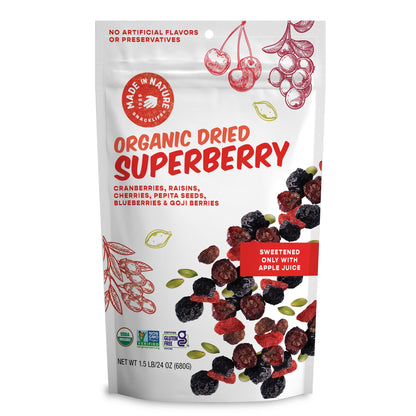 Made in Nature Organic Superberry Fruit Fusion, 24 Ounce (Pack of 1) - Fruit and Nut Trail Mix, Non-GMO, Unsulfured, Gluten Free