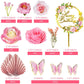 17 Pcs Flower Cake Toppers Boho Cake Toppers Butterfly Cake Decorations With Light Artificial Roses Eucalyptus And Butterflies F