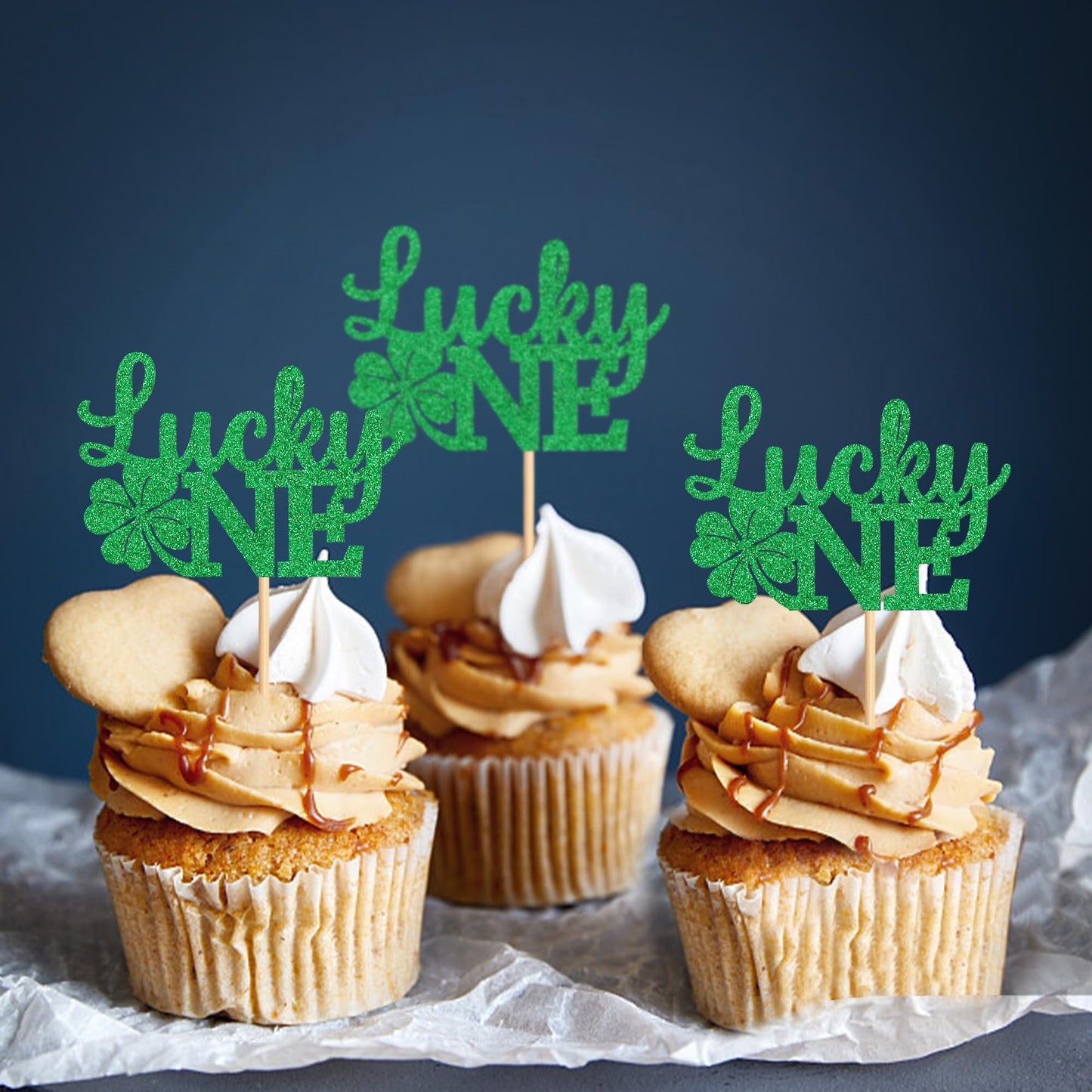Ercadio 24 Pack St Patrick'S Day Lucky One Cupcake Toppers Four Leaf Lucky One Cupcake Toppers St. Patrick 1St Cupcake Picks For