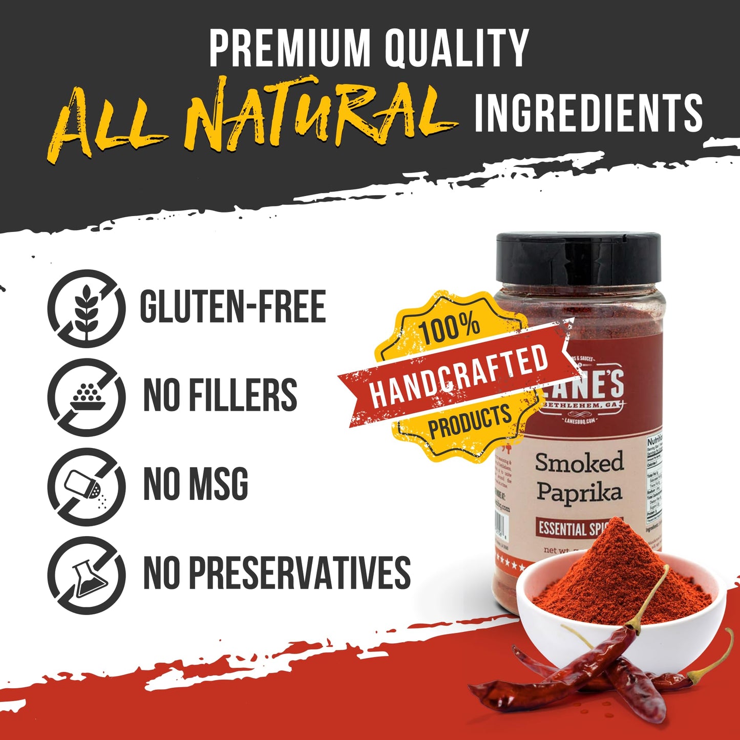 Lanes Smoked Paprika Powder, All-Natural Seasoning, 7 Oz, Great for Meat and Vegetables