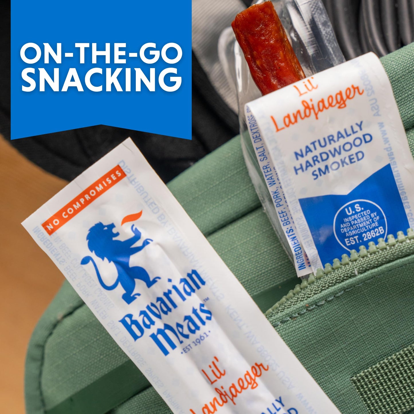 Bavarian Meats Lil Landjaeger Meat Sticks  Individually Wrapped Smoked Sausage Snacks  Zero Sugar  Great Source of Protein  Gluten Free  Keto Friendly Low Carb Snack  1 Ounce (Pack of 20)