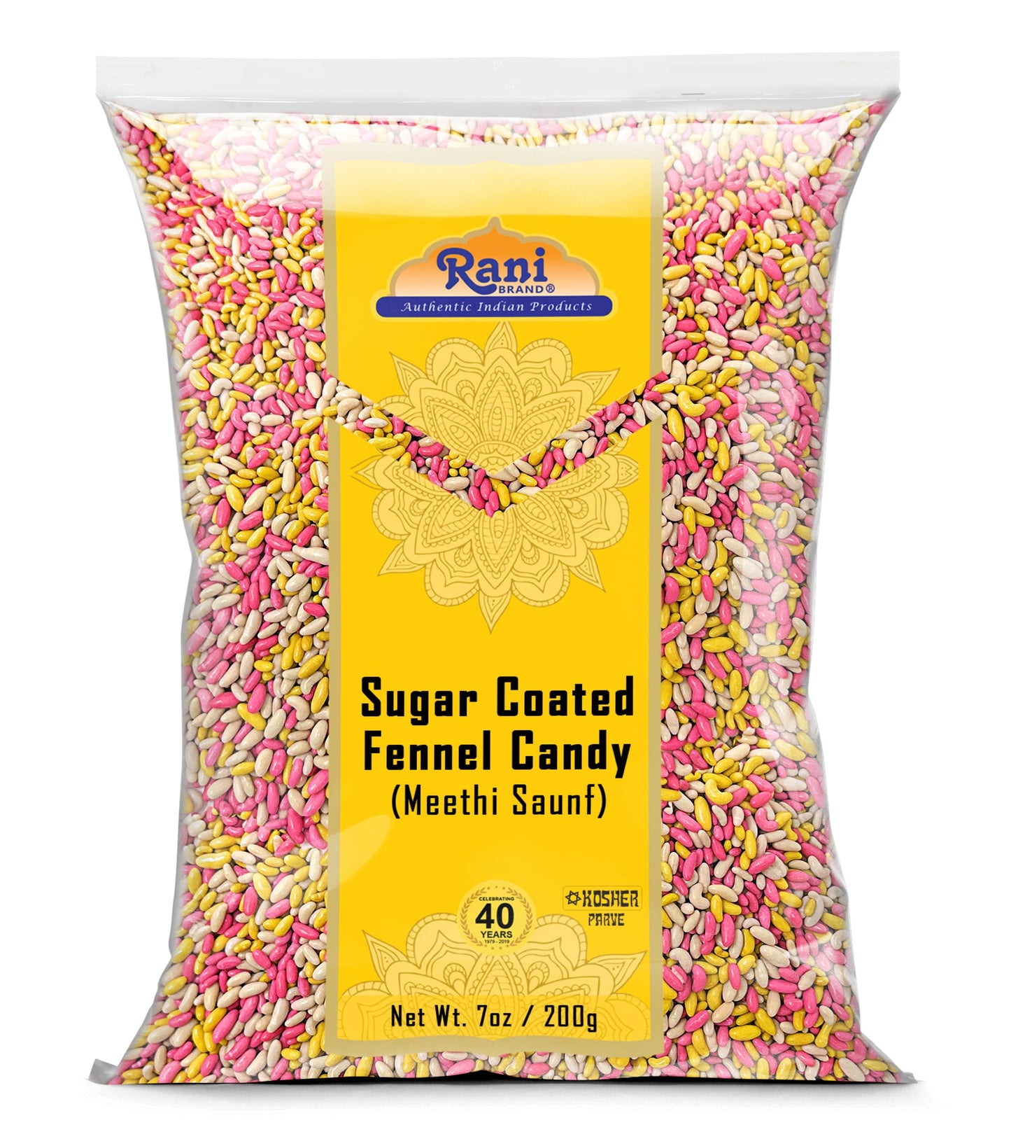 Rani Sugar Coated Fennel Candy 7oz (200g) ~ Indian After Meal Digestive Treat | Vegan | Gluten Friendly | NON-GMO | Kosher | Ind