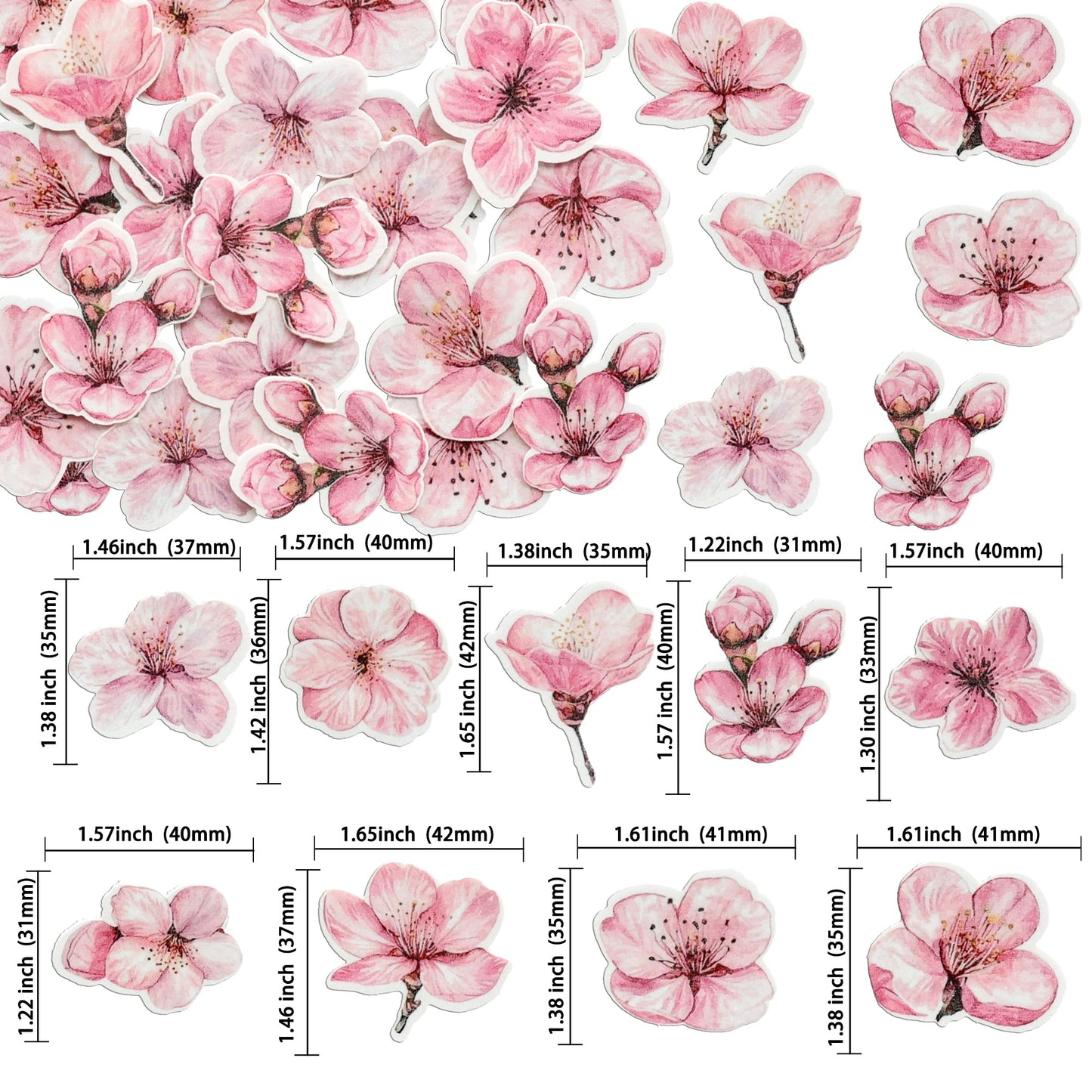Ephlyn 50Pcs Edible Flowers Cake Topper Cupcake Toppers Wedding Themed Party Baby Shower Birthday Party Cupcake Picks Anniversar
