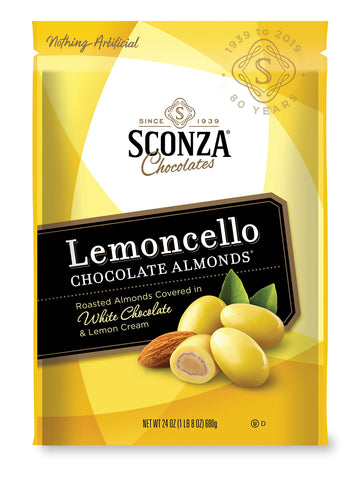 Sconza Lemoncello Lemon Cream & White Chocolate Almonds | Inspired by Italys Lemon Groves | Made in the USA | Pack of 1 (24 Oun