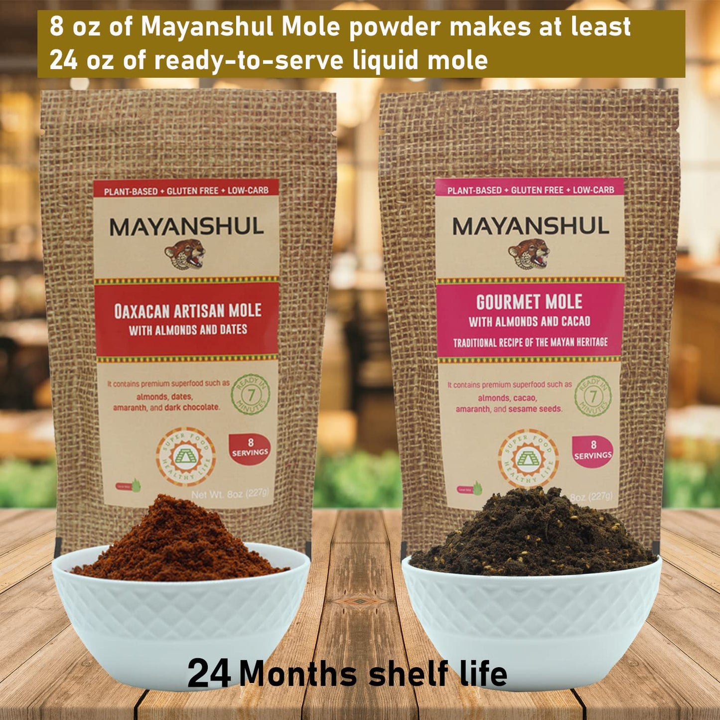 Mayanshul Healthy Mole Sauce Variety 2 Pack | Mole Poblano & Oaxacan Red Mole | Mole Negro & Mole Rojo | Superfood Ingredients |