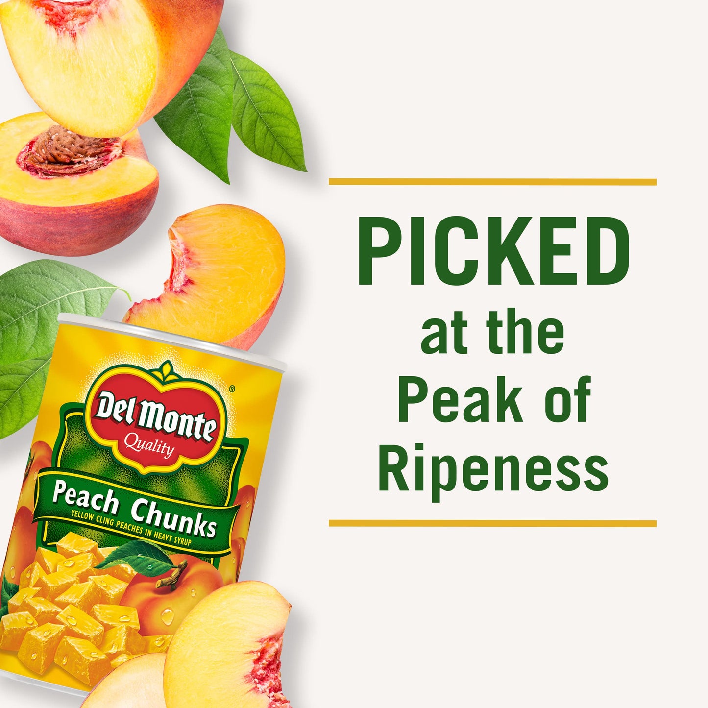 Del Monte Yellow Cling Peach Chunks in Heavy Syrup, 15.25 oz Can, Pack of 12