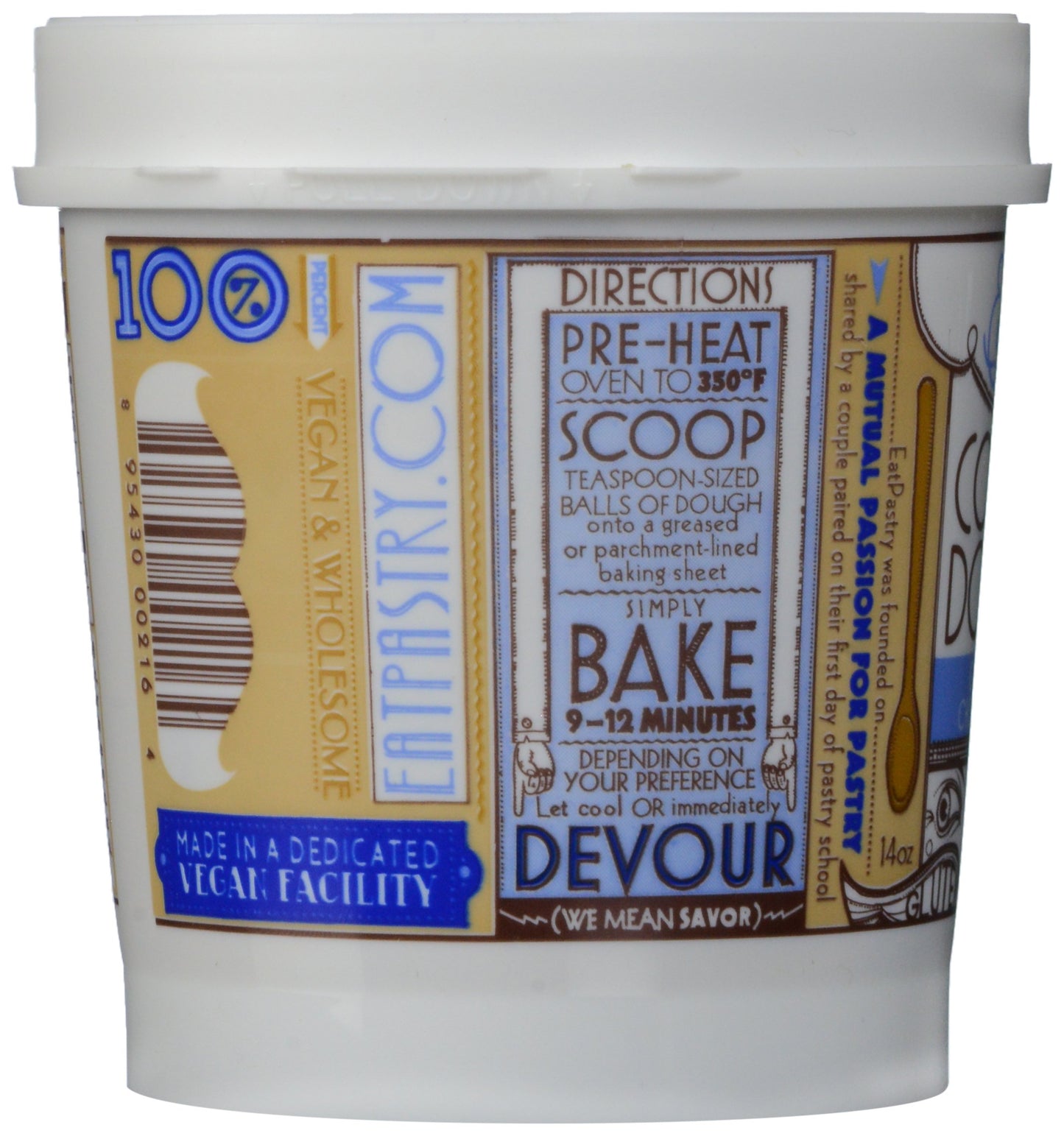 Eatpastry Gourmet Edible Vegan Cookie Dough, Ready To Eat, Healthy Dessert, 6-14 Oz Cookie Dough Tubs Total (Gluten Free Choc Ch