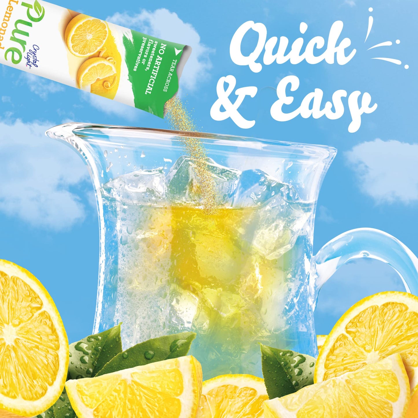 Crystal Light Pure Lemonade Naturally Flavored Powdered Drink Mix 5 Count Pitcher Packets