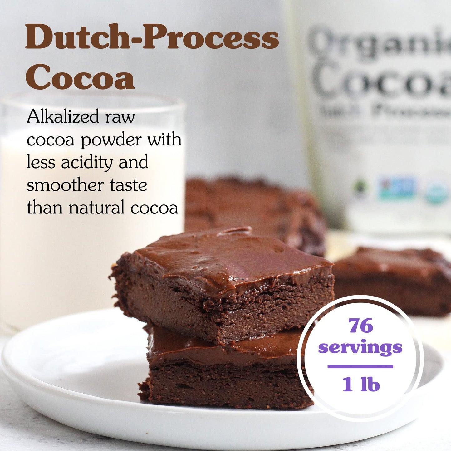 NuNaturals Organic Fair Trade Cocoa Powder  enhanced Dutch-Process For Drinking and Baking  1 lb
