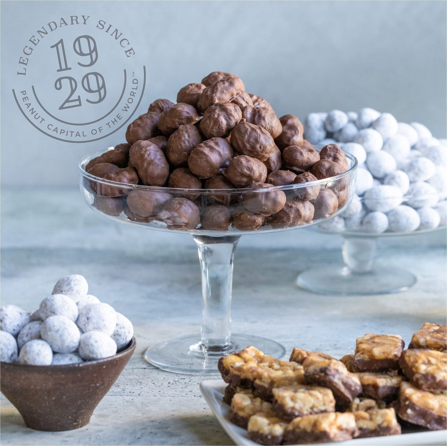 Virginia Diner Merry Christmas Tree-O Gift Set (Dusted Chocolate Toffee Peanuts 12Oz, Double Dipped Milk Chocolate 20Oz, Salted Virgnia Peanuts 36Oz)