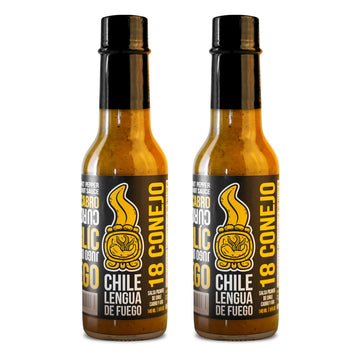Hot Sauce | Chile Lengua de Fuego (Pack of 2, 18 Conejo) - Bright Citrus & Turmeric Hot Sauce with Scotch Bonnet Heat, Medium Sp