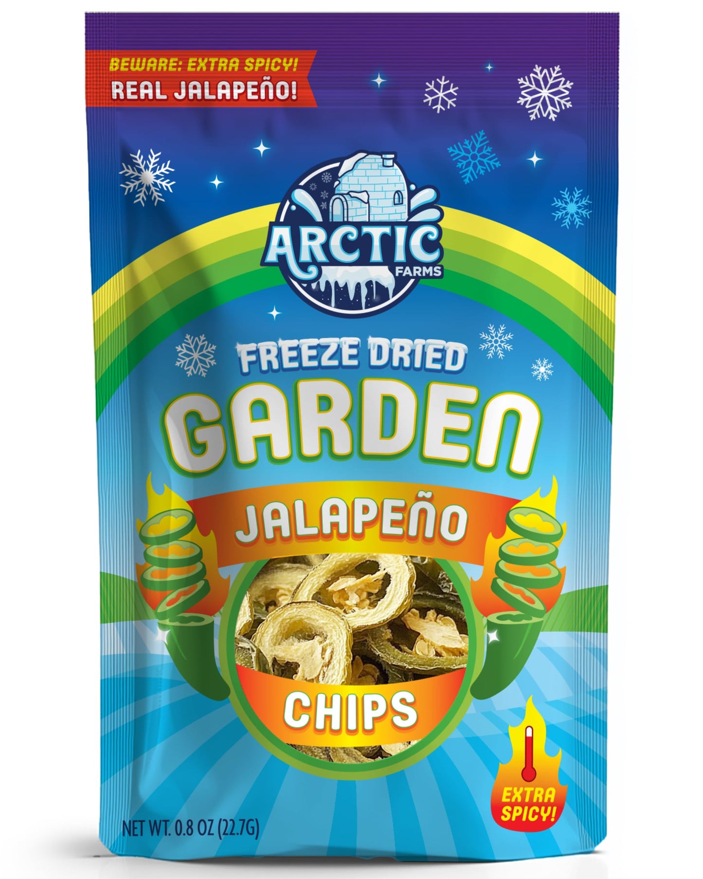 Arctic Farms Garden Freeze Dried Jalapeno Chips, Extra Spicy, Crunchy (Large Bag)