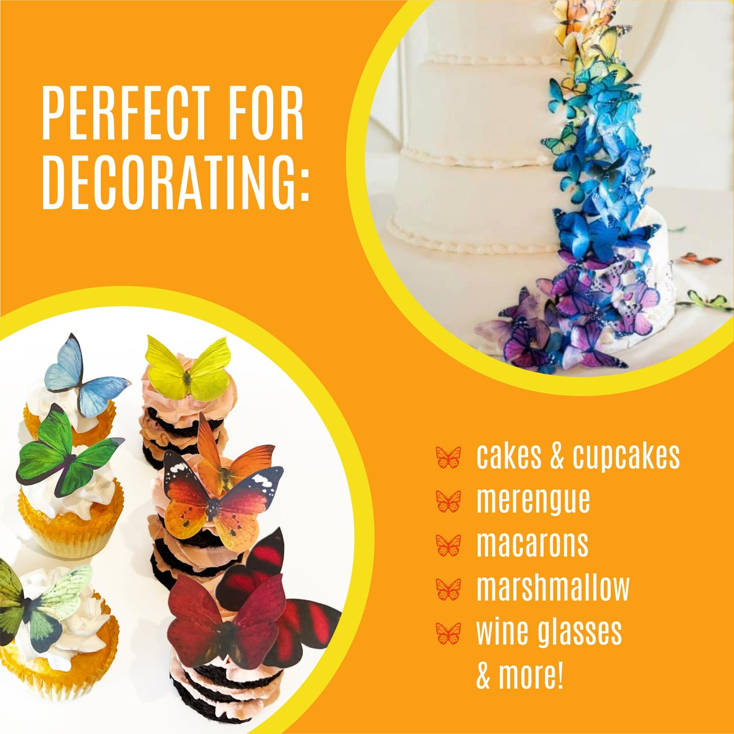 Sugar Robot Edible Butterflies for Cake Decorating - Large 3-inch Rainbow Toppers - Premium Crafted in the USA