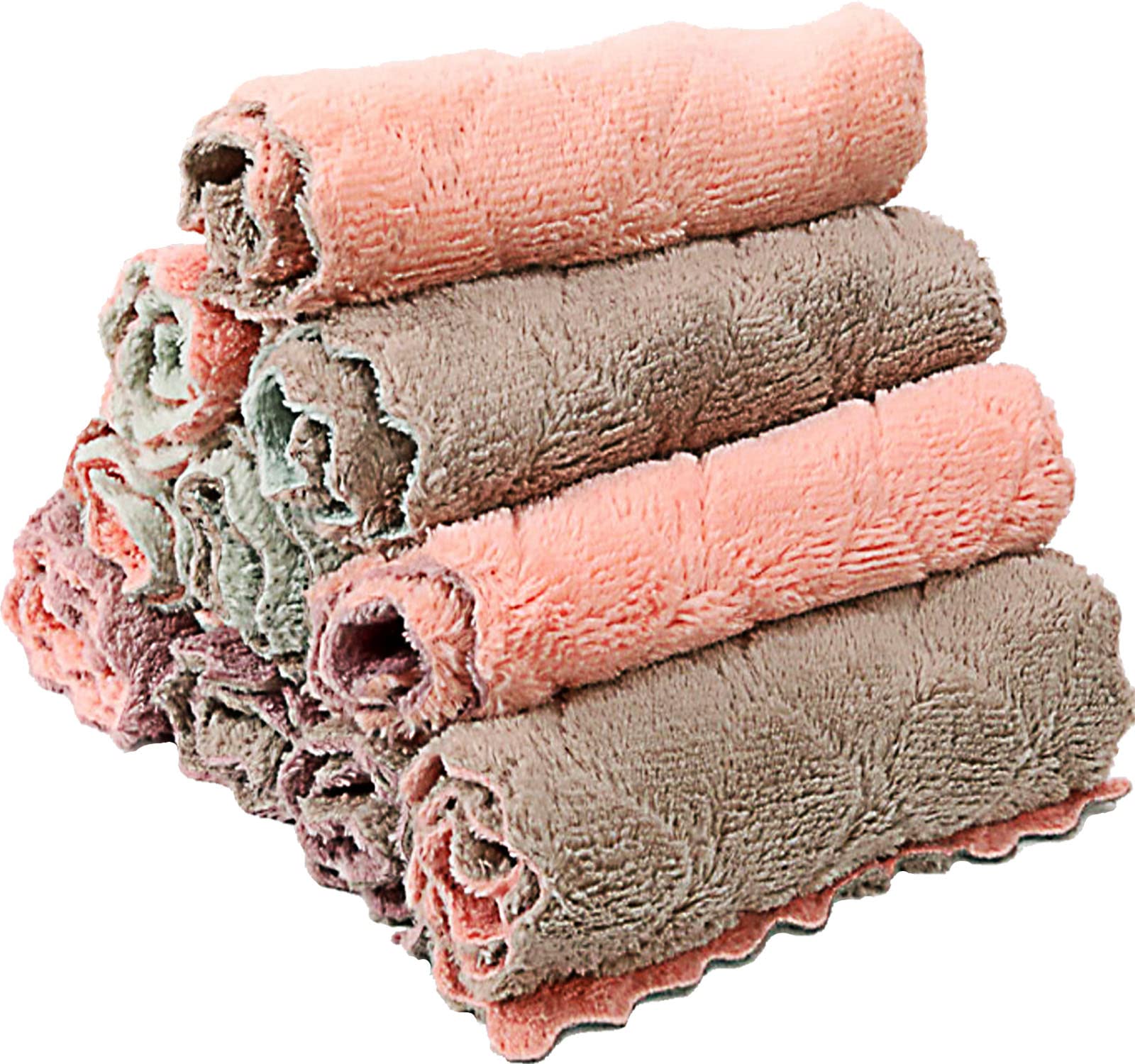 10 Pack Kitchen Cloth, Microfiber Dish Towels Washcloths, Super Absorbent Coral Velvet Dishtowels, Premium Cleaning Cloths,Non-S