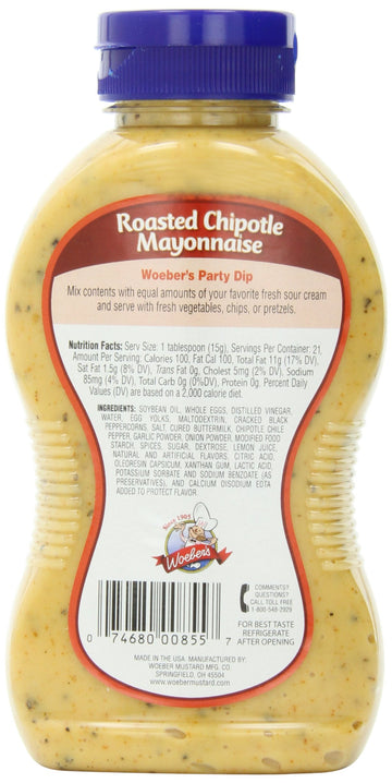 Woebers Mayonnaise, Roasted Chipotle, 11 Ounce