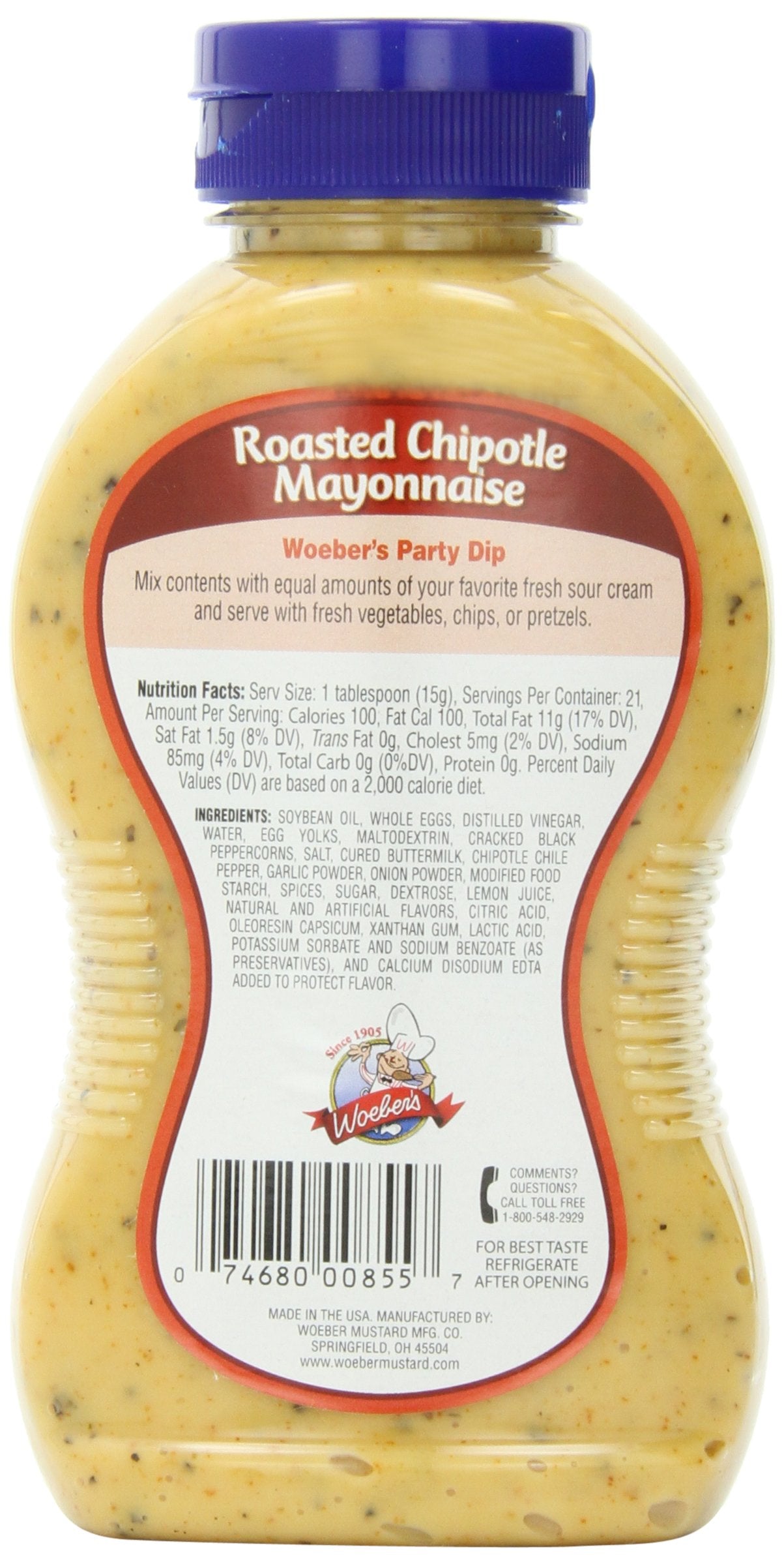Woebers Mayonnaise, Roasted Chipotle, 11 Ounce