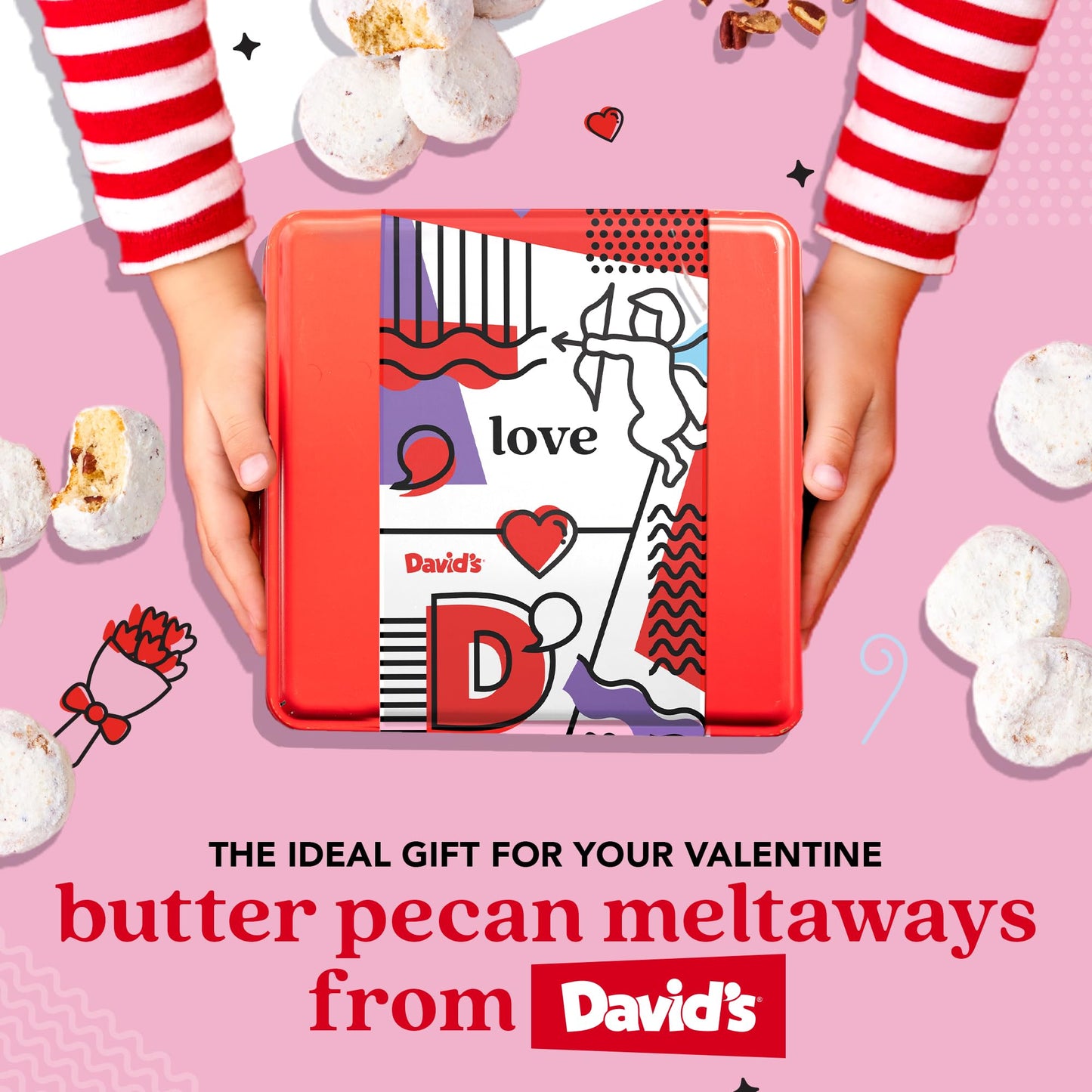 Davids Cookies Butter Pecan Meltaways – 16Oz – 1Lb Love Tin – Premium Ingredients