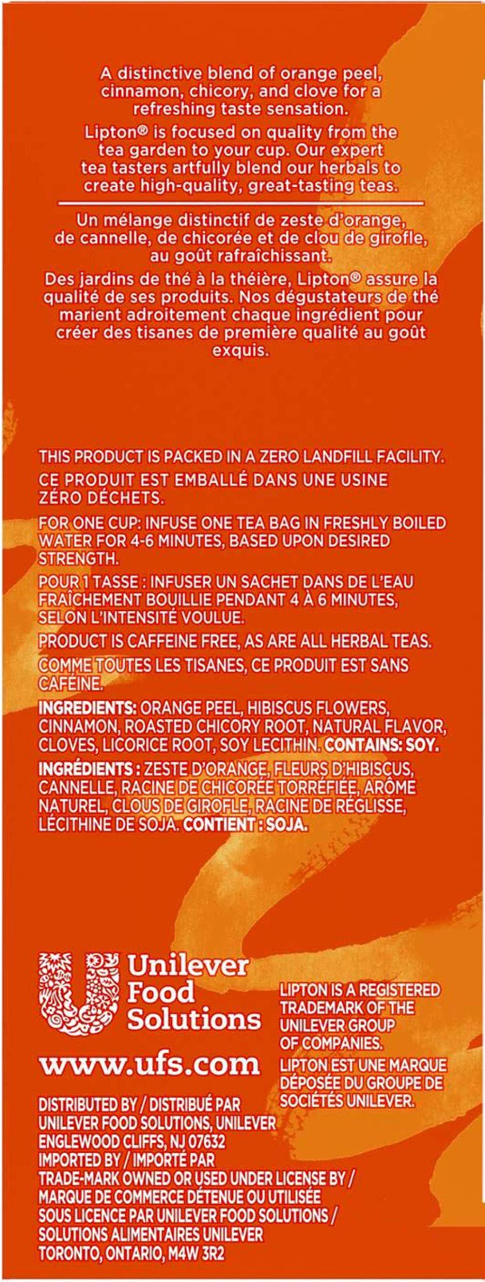Lipton Caffeine Free Orange Herbal Tea, 28 Tea Bags, 2.1oz Box (Pack of 3)