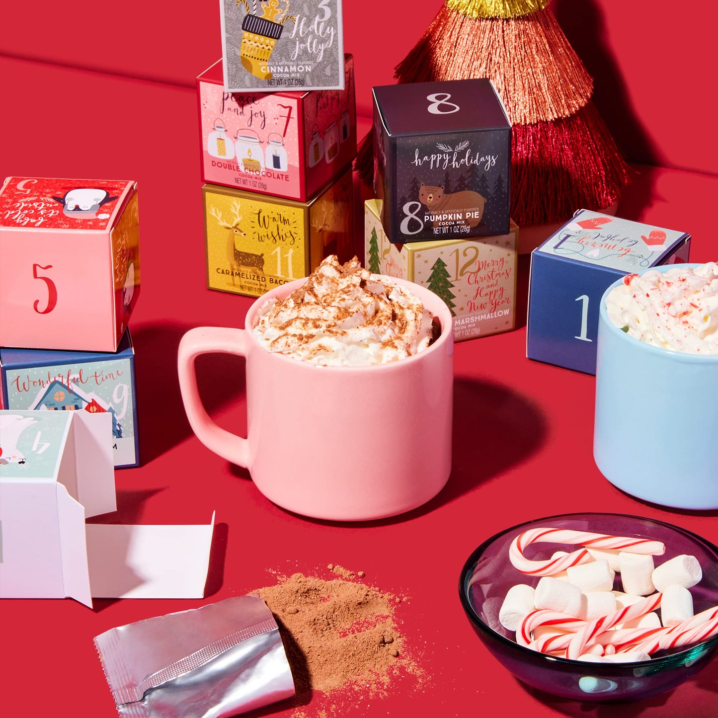 Thoughtfully Gourmet, 12 Days of Christmas Hot Chocolate Gift Set, Flavors Include Rocky Road, Cookies Butter, Pumpkin Pie & Mor